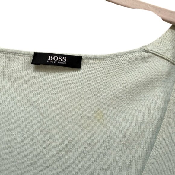 Boss Hugo Boss light blue slim fit V-neck long-sleeve knit top size L - Picture 5 of 7